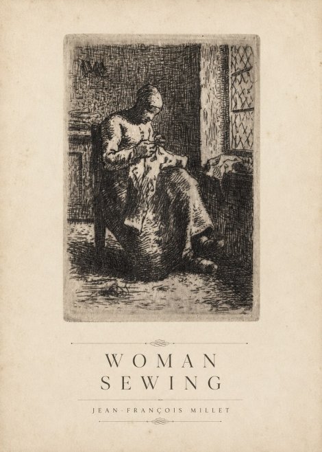 Jean-François Millet Woman Sewing No4 - Poszter