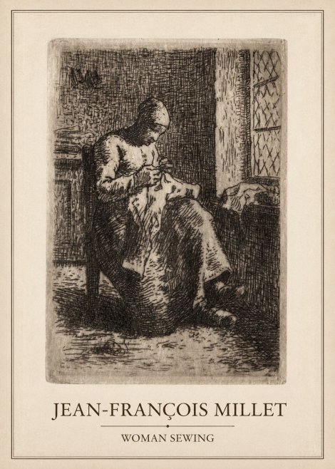 Jean-François Millet Woman Sewing No6 - Poszter