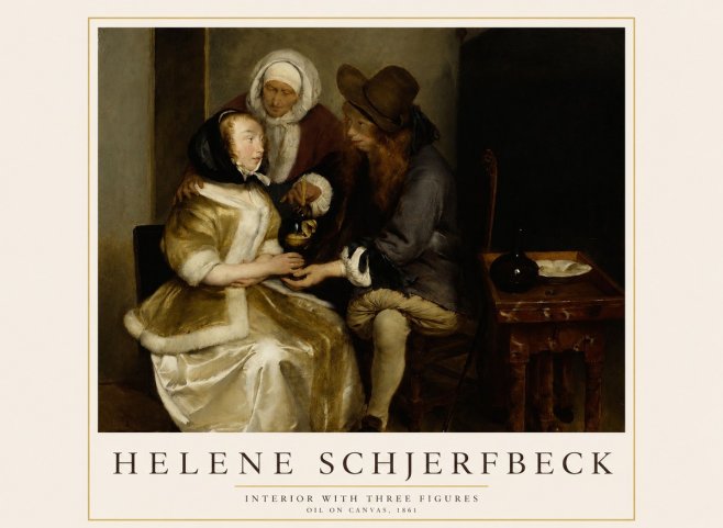 Helene Schjerfbeck Interior with Three Figures No1 - Poszter