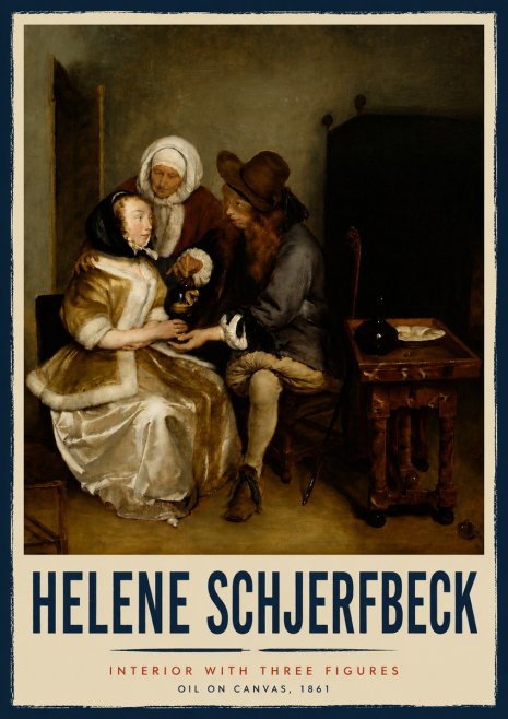 Helene Schjerfbeck Interior with Three Figures No5 - Poszter