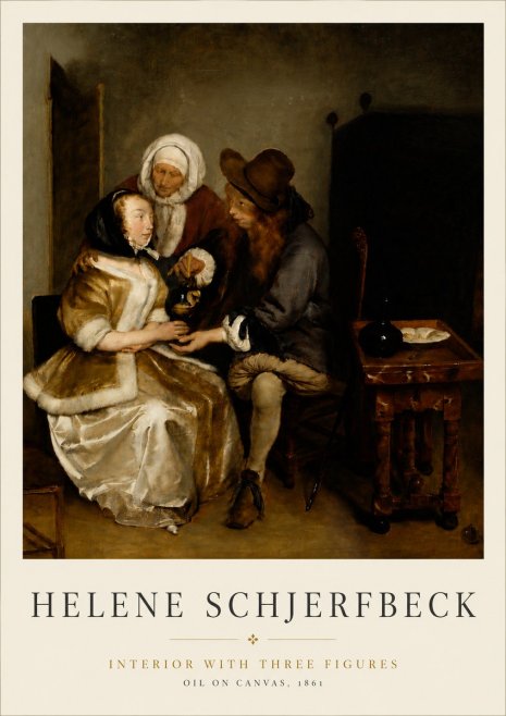 Helene Schjerfbeck Interior with Three Figures No6 - Poszter