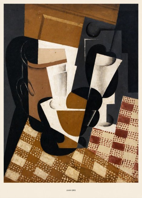Juan Gris Cubist Still Life with Glass and Tablecloth No5 - Poszter