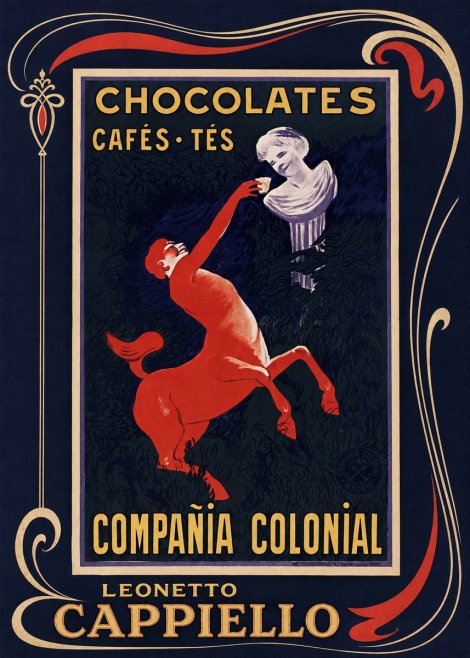Leonetto Cappiello Chocolates, Cafés, Tés - Compañía Colonial No1 - Poszter