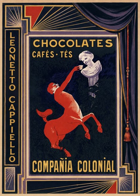 Leonetto Cappiello Chocolates, Cafés, Tés - Compañía Colonial No2 - Poszter