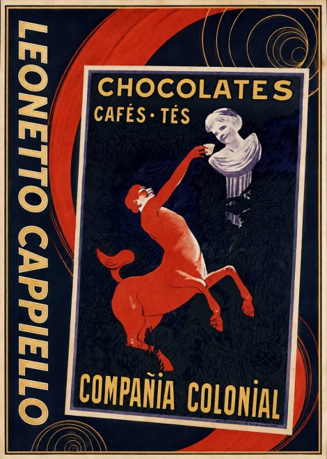 Leonetto Cappiello Chocolates, Cafés, Tés - Compañía Colonial No4 - Poszter