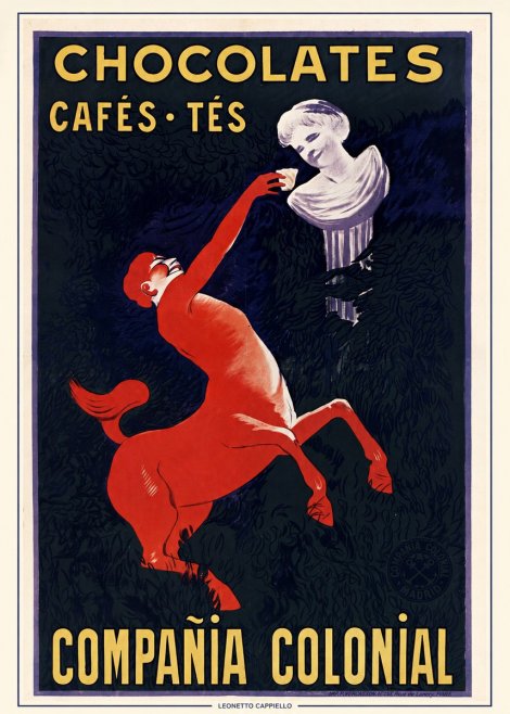 Leonetto Cappiello Chocolates, Cafés, Tés - Compañía Colonial No5 - Poszter