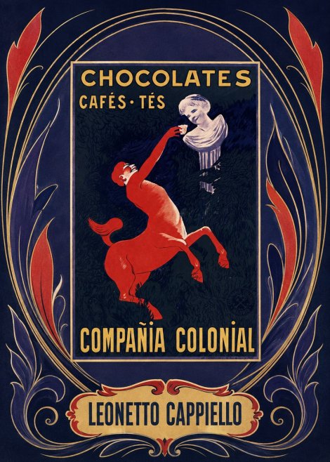 Leonetto Cappiello Chocolates, Cafés, Tés - Compañía Colonial No6 - Poszter