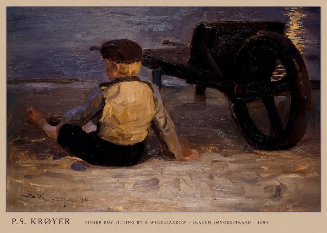 P.S. Krøyer Fisher Boy Sitting by a Wheelbarrow No6 - Poszter