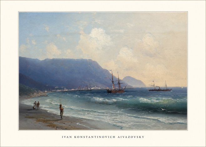 Ivan Konstantinovich Aivazovsky A Coastal View with Fishing Figures No5 - Poszter