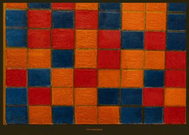 Piet Mondrian Checkerboard Composition with Dark Colors No6 - Poszter