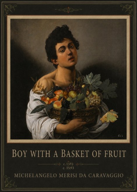 Michelangelo Merisi da Caravaggio Boy with a Basket of Fruit No1 - Poszter