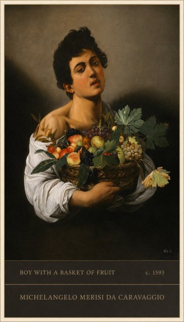 Michelangelo Merisi da Caravaggio Boy with a Basket of Fruit No5 - Poszter