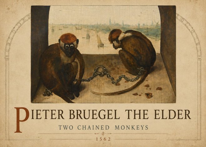 Pieter Bruegel Two Chained Monkeys II No2 - Poszter