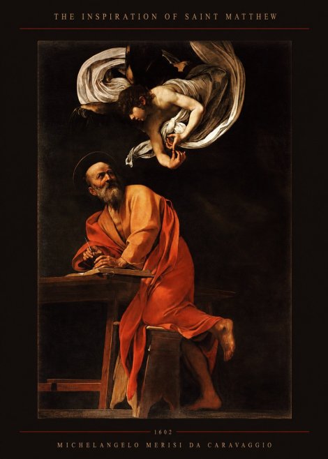 Michelangelo Merisi da Caravaggio The Inspiration of Saint Matthew II No5 - Poszter