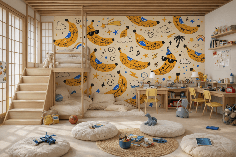 Whimsical Banana Mural