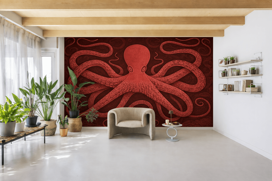 Crimson Octopus Embrace