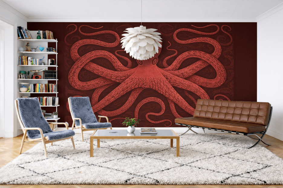 Crimson Octopus Embrace