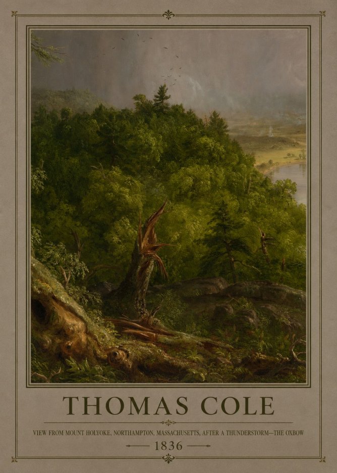 Thomas Cole View from Mount Holyoke, Northampton, Massachusetts, After a Thunderstorm—the Oxbow I No1 - Poszter