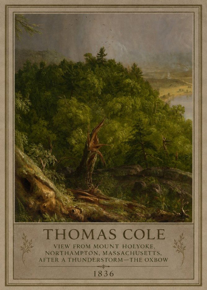 Thomas Cole View from Mount Holyoke, Northampton, Massachusetts, After a Thunderstorm—the Oxbow I No3 - Poszter