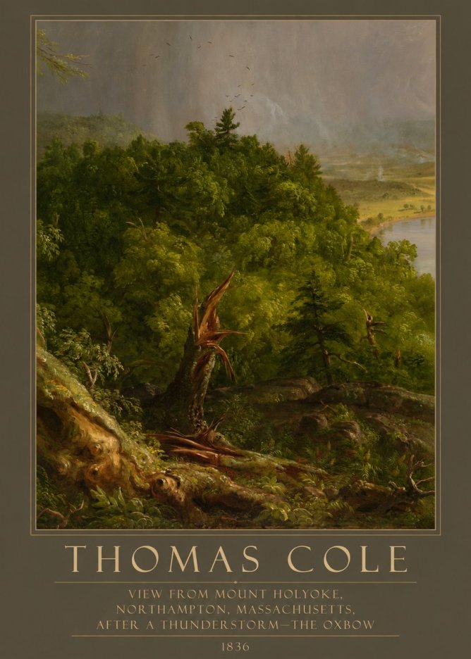 Thomas Cole View from Mount Holyoke, Northampton, Massachusetts, After a Thunderstorm—the Oxbow I No5 - Poszter