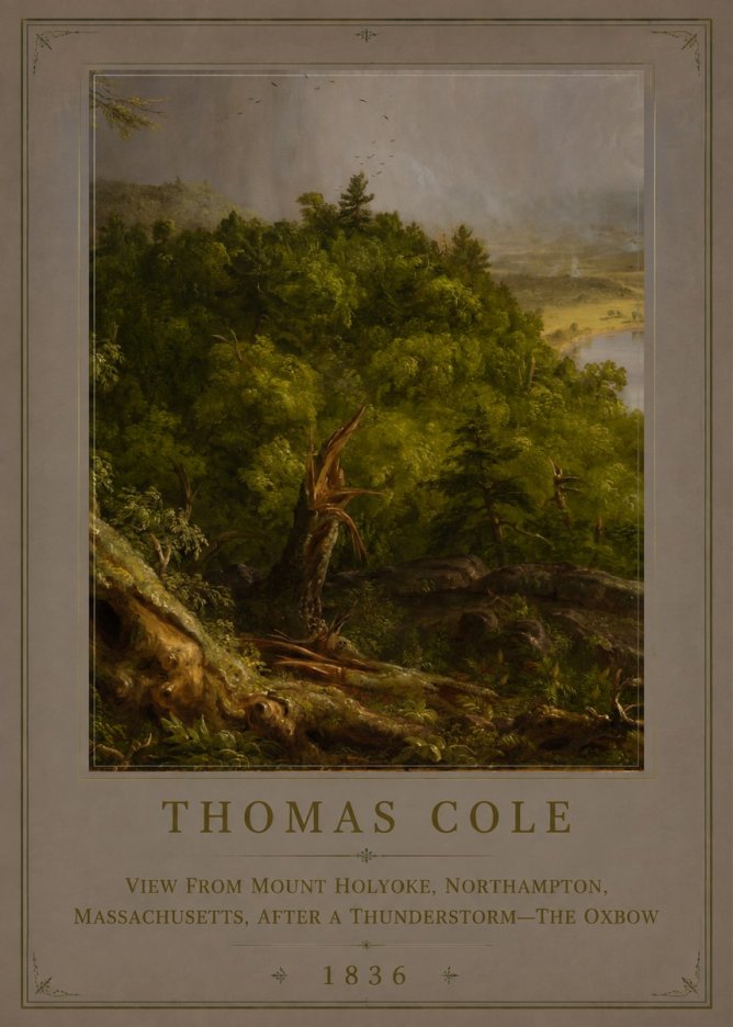 Thomas Cole View from Mount Holyoke, Northampton, Massachusetts, After a Thunderstorm—the Oxbow I No6 - Poszter