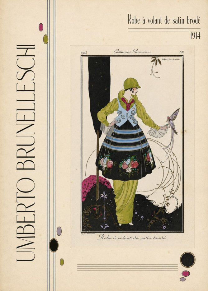 Umberto Brunelleschi Robe À Volant De Satin Brodé No6 - Poszter