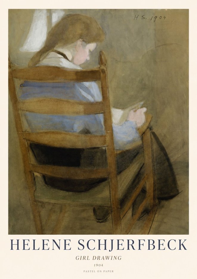 Helene Schjerfbeck Girl Drawing No1 - Poszter