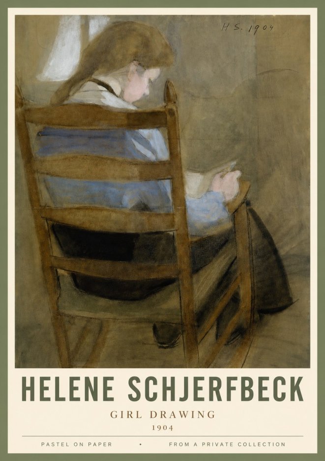 Helene Schjerfbeck Girl Drawing No3 - Poszter