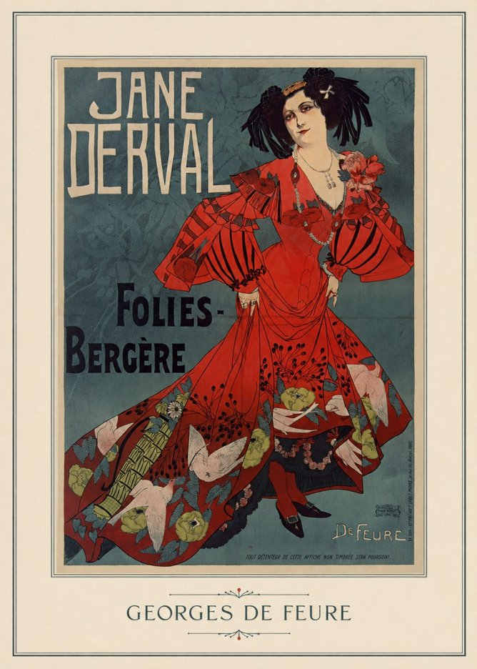 Georges de Feure Jane Derval - Folies-bergère I No4 - Poszter