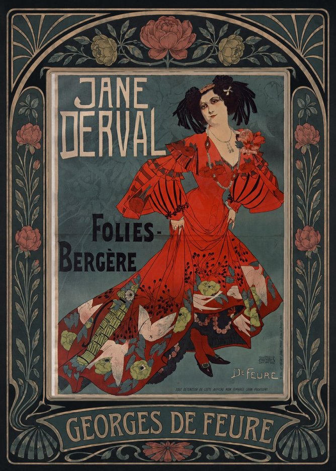 Georges de Feure Jane Derval - Folies-bergère I No5 - Poszter