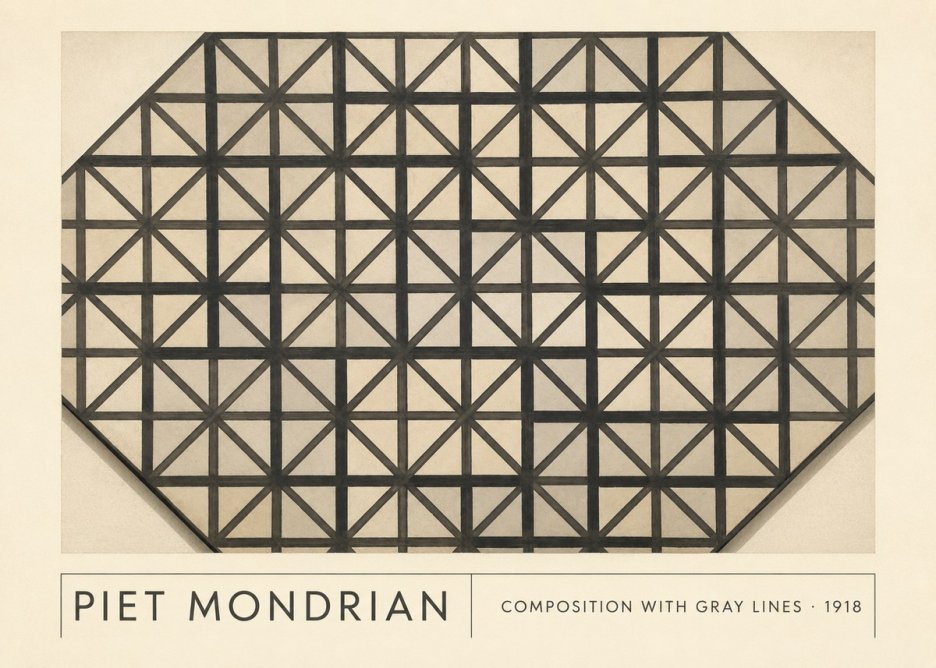 Piet Mondrian Composition with Gray Lines No1 - Poszter