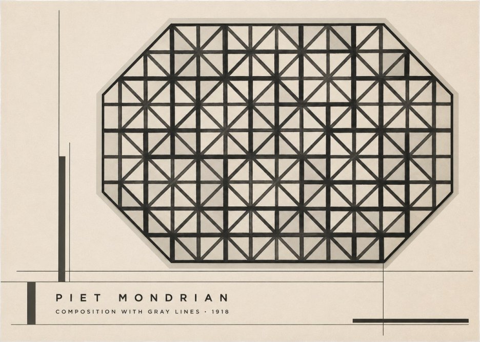 Piet Mondrian Composition with Gray Lines No2 - Poszter