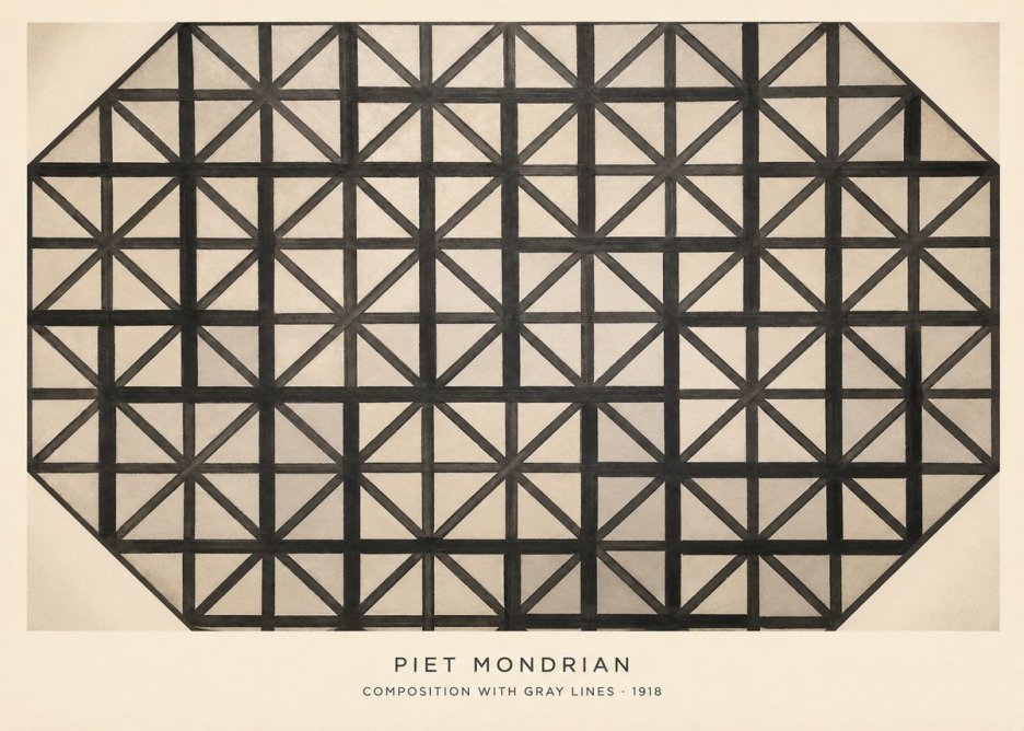 Piet Mondrian Composition with Gray Lines No4 - Poszter