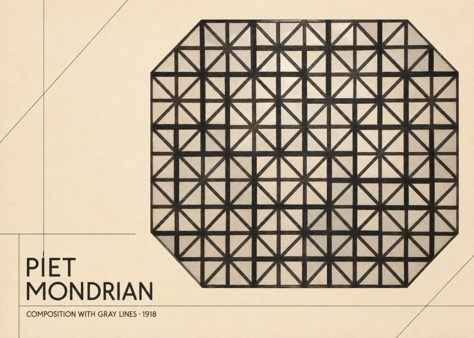 Piet Mondrian Composition with Gray Lines No6 - Poszter