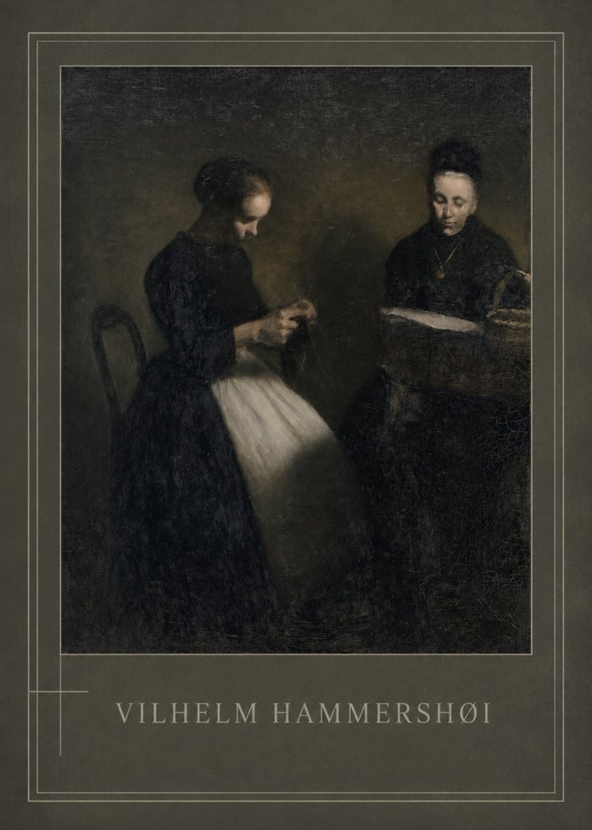 Vilhelm Hammershøi Two Women Knitting No1 - Poszter