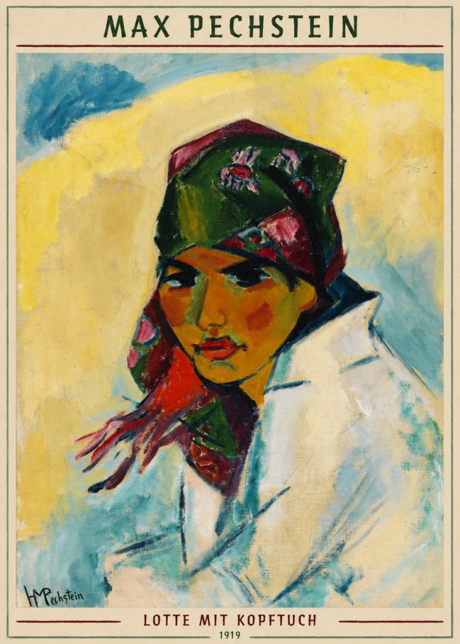 Max Pechstein Lotte Mit Kopftuch 1919 No6 - Poszter
