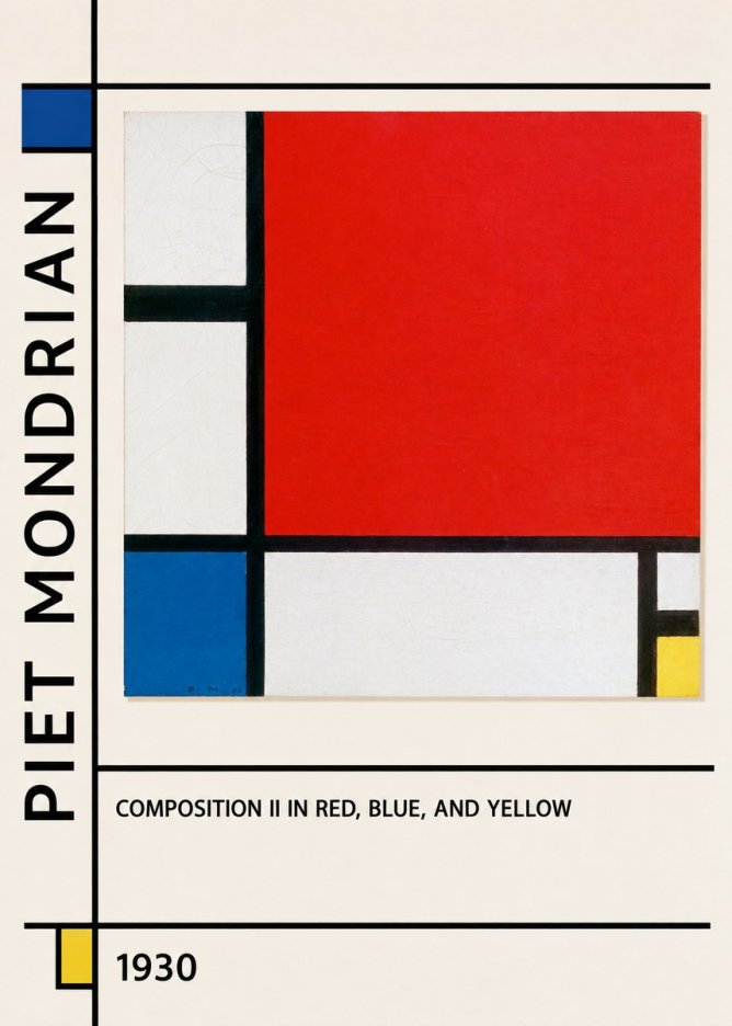 Piet Mondrian Composition Ii in Red, Blue, and Yellow No2 - Poszter