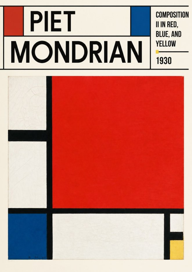 Piet Mondrian Composition Ii in Red, Blue, and Yellow No3 - Poszter
