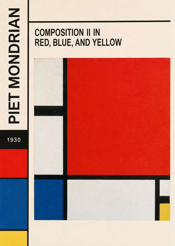 Piet Mondrian Composition Ii in Red, Blue, and Yellow No6 - Poszter