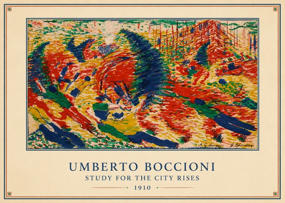 Umberto Boccioni Study for the City Rises No4 - Poszter