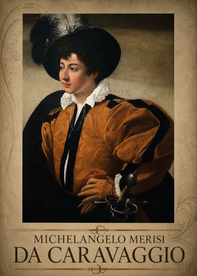 Michelangelo Merisi da Caravaggio Young Man with a Plumed Hat No3 - Poszter