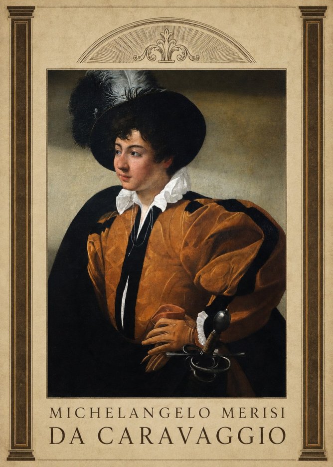 Michelangelo Merisi da Caravaggio Young Man with a Plumed Hat No5 - Poszter