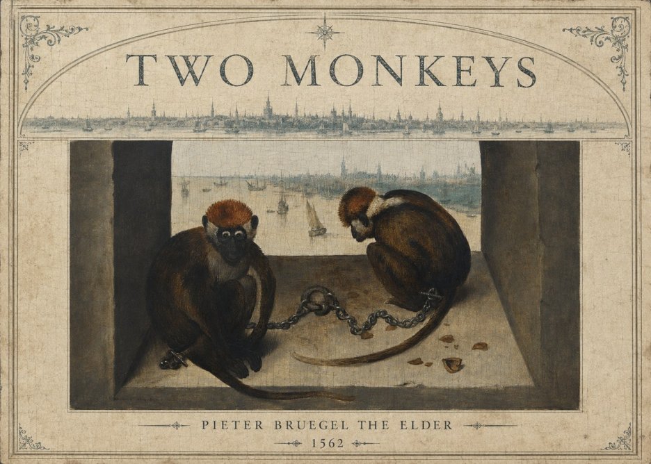 Pieter Bruegel Two Monkeys I No6 - Poszter