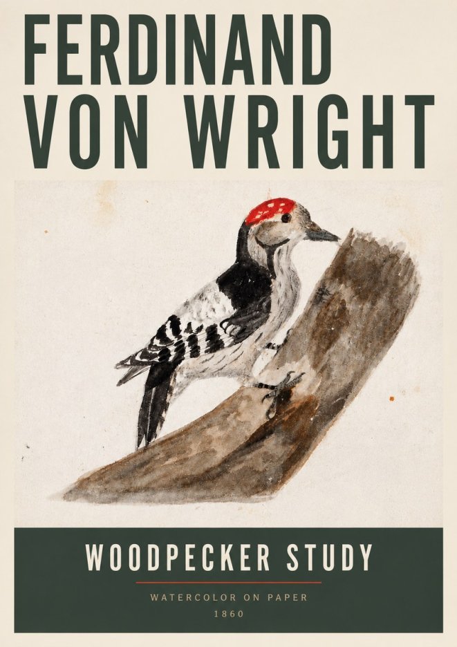 Ferdinand von Wright Woodpecker Study No3 - Poszter