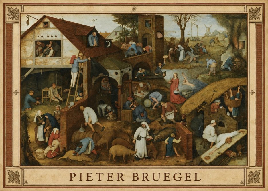 Pieter Bruegel Netherlandish Proverbs I No1 - Poszter
