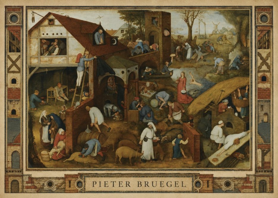 Pieter Bruegel Netherlandish Proverbs I No3 - Poszter