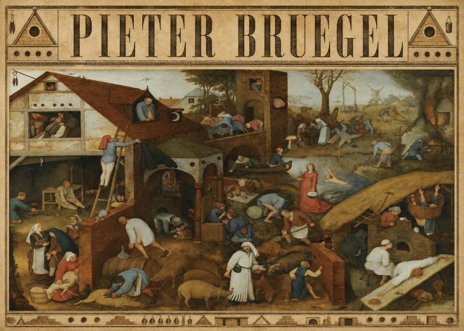 Pieter Bruegel Netherlandish Proverbs I No4 - Poszter
