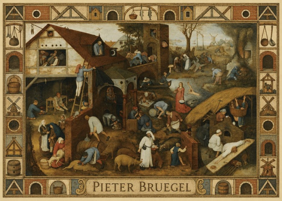 Pieter Bruegel Netherlandish Proverbs I No6 - Poszter