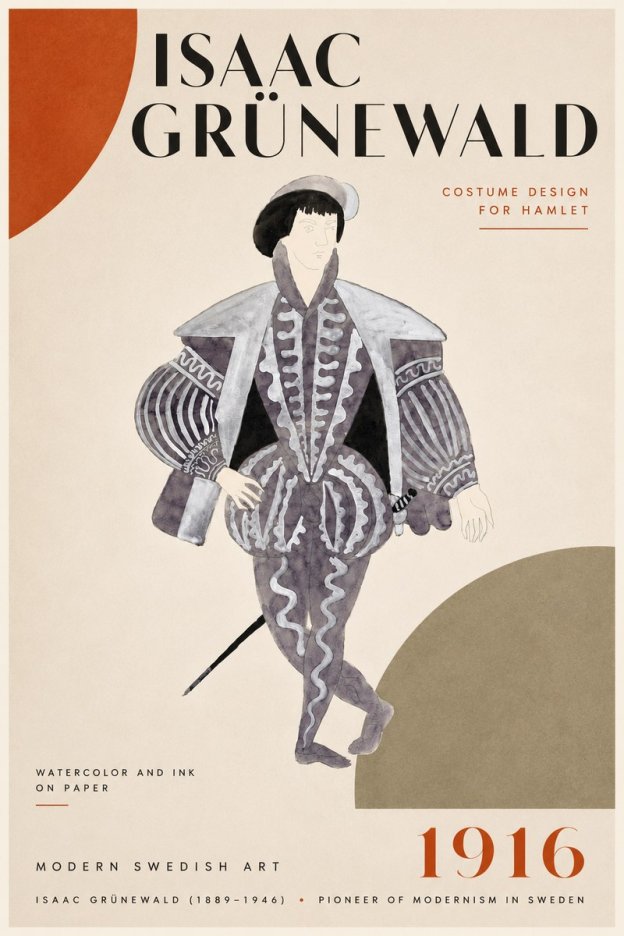 Isaac Grünewald Costume Design for Hamlet No5 - Poszter