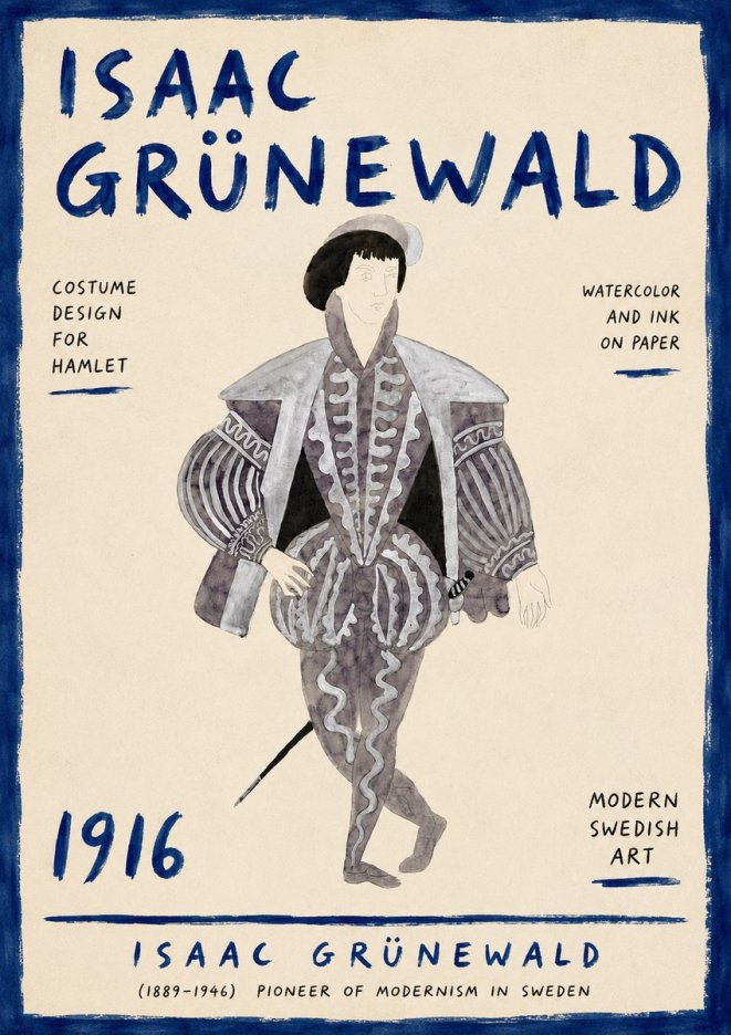 Isaac Grünewald Costume Design for Hamlet No6 - Poszter